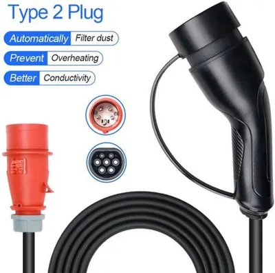 Productafbeelding van Laadpaal Zwart Type2 - 11KW - 5 Meter Kabel - Wifi App - Voor Elektrische Auto's