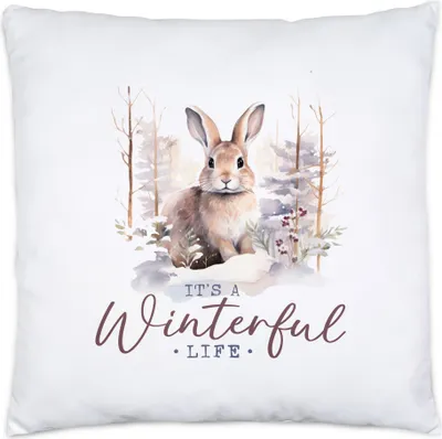 Produktbild von It's a winterful life Kissen Inkl. Füllung Winter Hase Schnee Weihnachten Geschenk