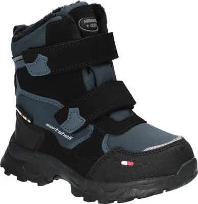 Produktbild von American Club Hl106 Kinder Winterstiefel Softshell mit Klettverschluss | Gefüttert mit Fleece | Wasserdicht, Rutschfest & Warm | hochwertig Winterschuhe Dunkelblau 27