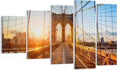 Produktbild von Bild auf Leinwand - Leinwandbild - New York Brücke - 100x60cm - Wand Bild - Wanddeko - Wandbilder - Leinwanddruck - Bilder - Kunstdruck - Wanddekoration - Leinwand bilder - Wandkunst - EG100x60-3707