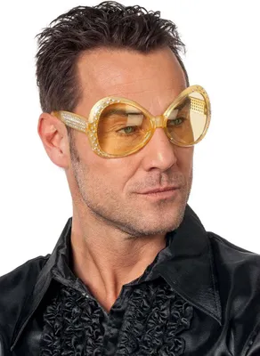 Produktbild von Disco Brille mit Steinchen goldfarben