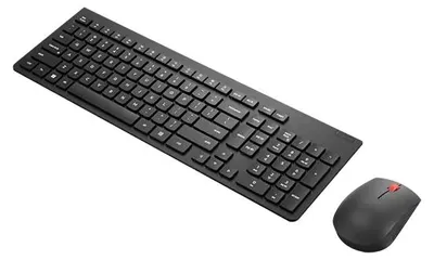 Zdjęcie produktu dla Lenovo 4X31N50745, Pełnowymiarowy (100%), Bezprzewodowy, RF Wireless, QWERTY, Czarny, Dołączona myszka