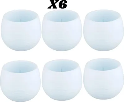 Produktbild von Set aus 6 weißen UV-beständigen Blumentöpfen mit Drainage, 10 cm, für Innen und Außen, winterhart
