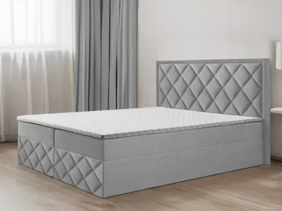Produktbild von Bett, Boxspringbett DORMI 3, mit Bonell-Matraze, T25 Topper, Federkern, Doppelbett, Stauraum, 200x200 cm, (Hellgrau - ITAKA 51)