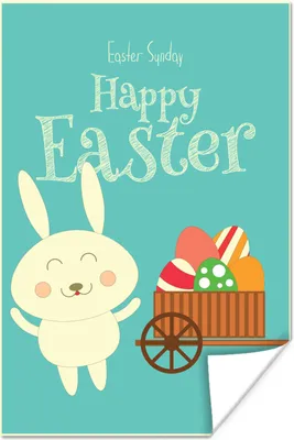 Produktbild von MuchoWow® Poster Ostern - Zitate - Ostersonntag frohe Ostern - Hase - Osterei 60x90 cm - Wanddekoration