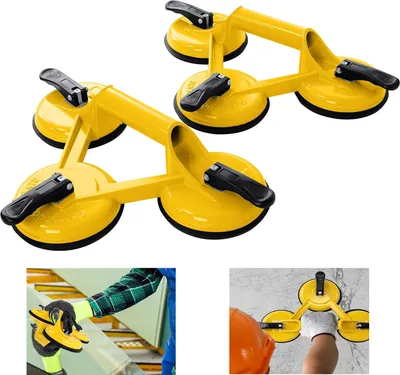 Produktbild von ACXIN Saugheber, 2er Pack Aluminium Glassauger 120kg Tragkraft mit 3 Saugnäpfe - Praktische Vakuumsauger für den sicheren Transport von Fliesen, Glasplatten