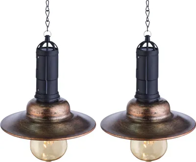 Produktbild von 2er Set LED Solar Hängeleuchten, Metall dunkel, Glas klar