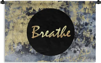 Produktbild von MuchoWow® Wandteppich Wandbehang Zitat - Zen - Gold 150x100 cm Tapisserie Dekoration Wandtuch - Waschbar - Tapisserien - Wand-Decke