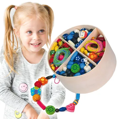 Produktbild von Viga Holzperlen-Aufreihset, 608-teilige Box