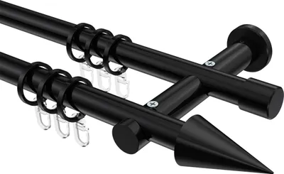 Produktbild von Interdeco Gardinenstange / Vorhangstange Schwarz, Typ Platon Savio (Kegel), 20 mm Ø 2-läufig, 480 cm