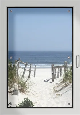 Produktbild von Wallario Lichtschutzbild, Dekorativer Sichtschutz Sonnenschutz 60 x 93 cm mit Motiv: Blick auf Strand - Verdunklung ohne Bohren