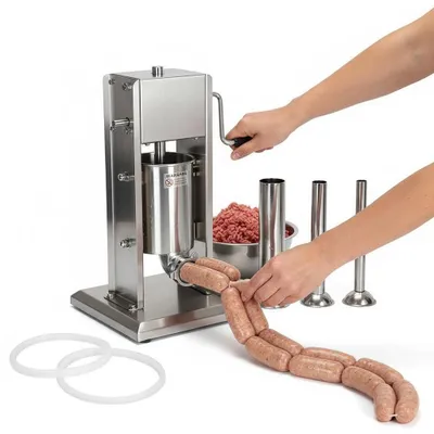 Productafbeelding van Roestvrijstalen worstmachine 5 liter - Inclusief 4 vulslangen