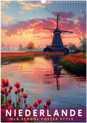 Produktbild von Niederlande - Old School Poster Style (Wandkalender 2026 DIN A3 hoch), CALVENDO Monatskalender