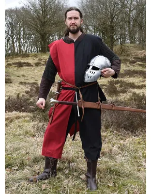 Immagine prodotto di Tunica medievale Eckhart, Mi-Parti, nero/rosso - tabarro costume cavaliere LARP travestimento uomo taglia: S/M/L