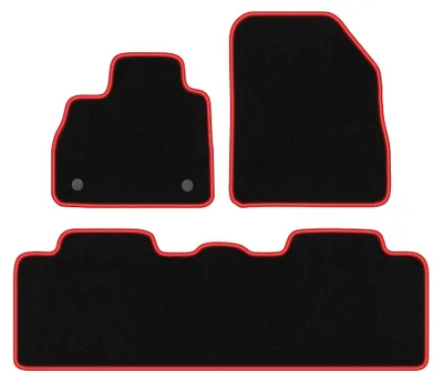 Produktbild von Velours-Fußmatten für Renault Espace V 2015- (Minivan) – 4-tlg, Schwarz/Rot, passgenau – Wielganizator CARLUX