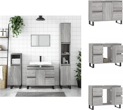 Produktbild von vidaXL Badschrank Grau Sonoma 80x33x60 cm Holzwerkstoff -  Badezimmerwaschtische