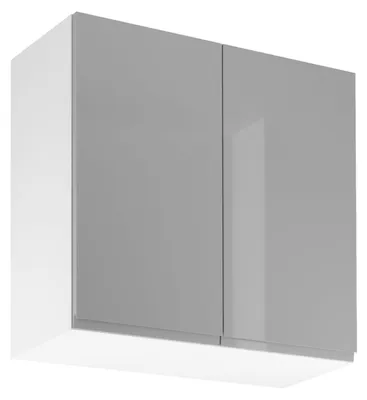Image de Meuble haut ARBOR à deux portes - largeur 80 cm, gris brillant/blanc