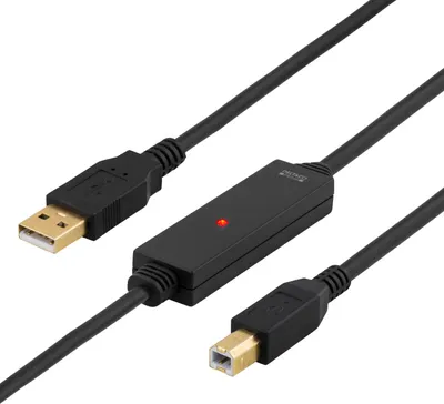 Produktbild von Deltaco USB-EX05M, 5 m, USB A, USB B, USB 2.0, Schwarz
