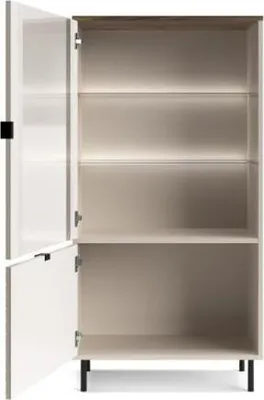 Produktbild von Moderne Vitrine Evo mit schwenkbarer Glastür, Glas und Metall, 135,2x68,4x40 cm (HxBxT)