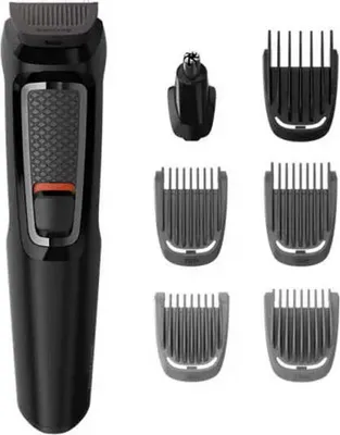 Obrázek produktu pro Philips MULTIGROOM Series 3000 MG3720/15 7 v 1, na obličej a vlasy, černý, obdélník, vousy, uši, obočí, knír, nos, nerezová ocel, dobíjecí baterie, 60 min