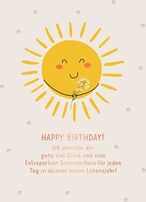 Produktbild von Glückwunschkarte Sonne "Happy Birthday"