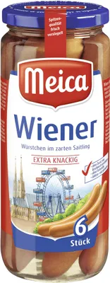Produktbild von Meica 6 Wiener Würstchen zarte Konsistenz ATG 250g Glas 540g