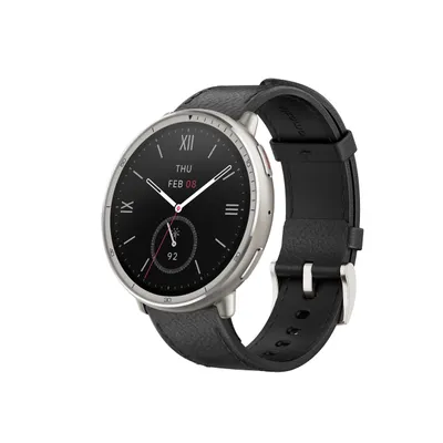 Produktbild von Active 2 Round Premium - Black Leather Smartwatch
