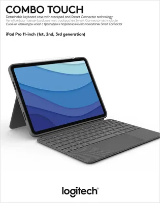 Produktbild von Logitech Combo Touch - Tastatur und Foliohülle - mit Trackpad - hintergrundbeleuchtet - Apple Smart connector - QWERTZ - Schweiz - Oxford Gray - für Apple 11-inch iPad Pro (1. Generation, 2. Generation, 3. Generation)