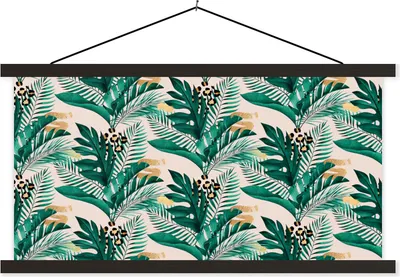 Produktbild von MuchoWow® Textilposter Pantherdruck - Rosa - Gold 90x45 cm mit schwarzem Rahmen - Klemmleisten