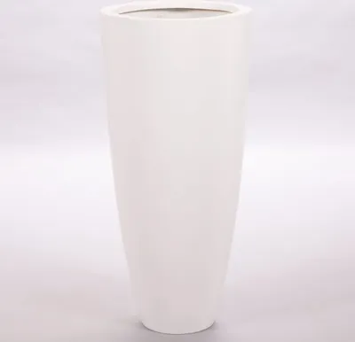 Produktbild von Elegant Einrichten | Pflanzkübel | Fiberglas | rund konisch | D46xH100cm | perlmutt weiß.