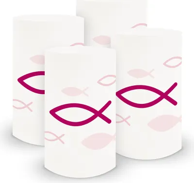 Produktbild von itenga 6x Windlicht klein Fisch pink Kommunion Konfirmation Taufe