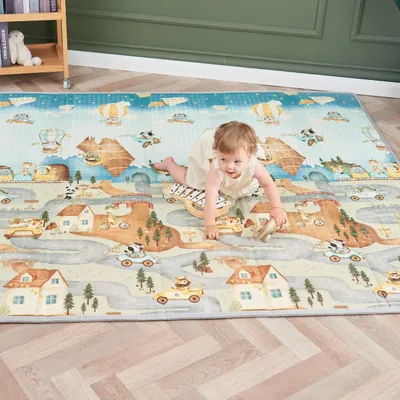 Immagine prodotto di Tappetino gioco per bambini, pieghevole, spesso, in schiuma, con superficie reversibile, dimensioni XXL (150 x 180 cm)