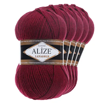 Produktbild von 5 x 100 g ALIZE Lanagold 49% Wolle Strickgarn Winterwolle Schurwolle Farbwahl