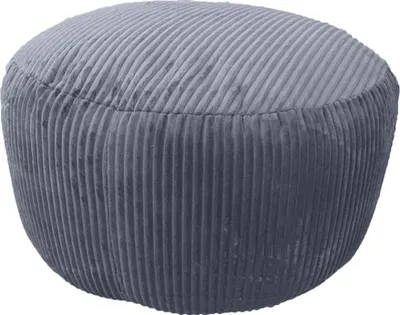 Produktbild von Relaxdays Pouf, Cord, HxD: 25 x 35 cm, Polystyrol-Füllung, Bodensitzkissen rund, Wohnzimmer Hocker, Sitzpouf, dunkelgrau