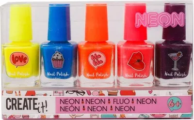 Produktbild von ERSTELLE ES! Neon-Nagellack 5er-Pack 84514