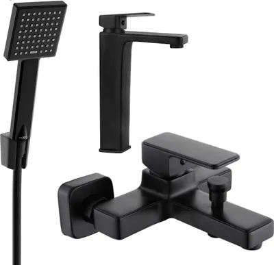 Image de Cetus R45 Mélangeur lavabo et baignoire avec accessoires, noir (744313R45-70)