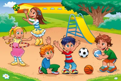 Produktbild von Fototapete - Kids in Playground 375x250cm - Vliestapete