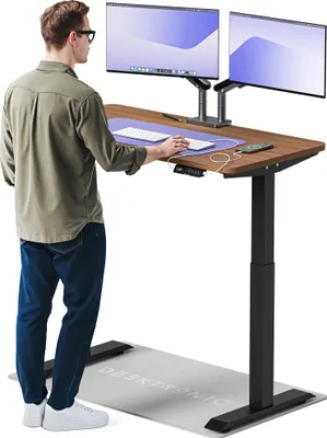 Produktbild von Desktronic HomeOne Elektrisch höhenverstellbarer Schreibtisch 120x60cm Schwarz/Walnuss mit Memory-Funktion, Anti-Kollisions Technologie, USB-A und USB-C-Ladeanschlüssen