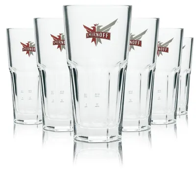 Produktbild von 6x Smirnoff Vodka Glas Longdrink Harley 31cl Cocktail Gläser Wodka Bar 2cl+4cl