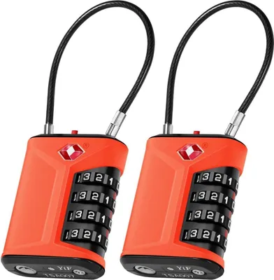 Image de Serrure à bagages TSA à 4 positions, 2 pièces orange, serrure de voyage