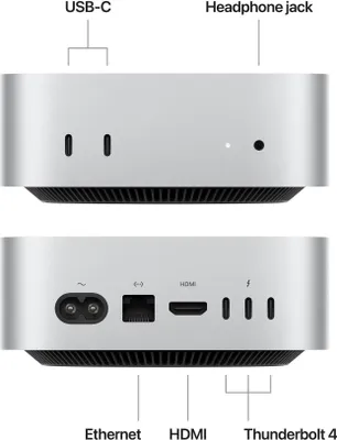 Produktbild von Apple Mac mini - M4 - RAM 32 GB - SSD 1 TB - Apple M4 10-rdzeniowy - 1GbE, Wi-Fi 6E, Bluetooth 5.3