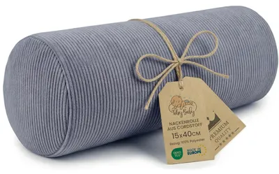 Zdjęcie produktu dla Wałek pod szyję z pokrowcem ze sztruksu 40x16 cm poduszka pod kark jeansowy