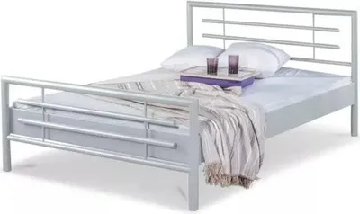 Produktbild von Metallbett Lola – 180 x 220 cm / silbergrau