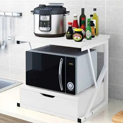 Obrázek produktu pro Omgoods – Magnetická polička do mikrovlnné trouby se zásuvkou pro organizaci kuchyně
