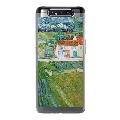 Produktbild von MuchoWow® Handyhülle Schutzhülle Hülle für Samsung Galaxy A80 Landschaft mit Kutsche und Zug - Vincent van Gogh Silikon Softcase Handy Hülle - Schutzdeckel