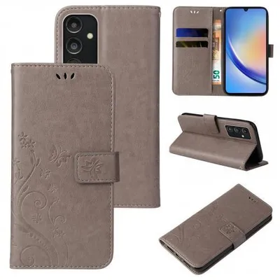 Produktbild von Kunstleder Flip-Hülle Floral für Smartphones - Farbe: Grau - Modellkompatibilität: Für Samsung Galaxy A34 5G