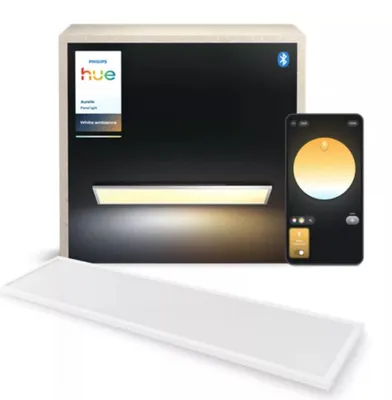 Imagen del producto de Panel de iluminación rectangular Philips Aurelle, con Bluetooth/Zigbee, color blanco, tecnología LED, fabricado en aluminio, con temperatura de color ajustable de 2200 K a 6500 K