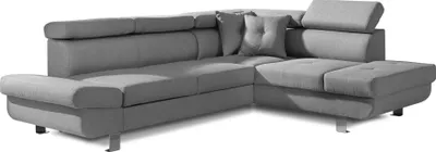 Image de Best Mobilier Lisbona - Canapé d'angle droit convertible - 5 places - avec têtières , Gris clair