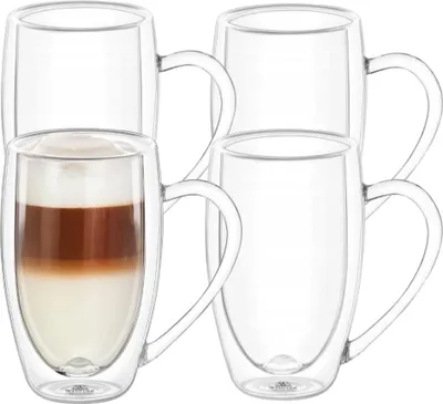 Zdjęcie produktu dla Wilmax kubki szklane z podwójnymi ściankami 4-częściowe 300 ml WL-888740/A4