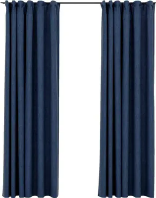 Produktbild von Verdunkelungsvorhänge Haken Leinenoptik 2 Stk. Blau 140x225cm